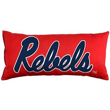 College Covers Solid Color Bolster Travel Pillow, 1 Count (Pack of 1), Ole Miss Rebels