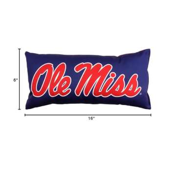 College Covers Solid Color Bolster Travel Pillow, 1 Count (Pack of 1), Ole Miss Rebels