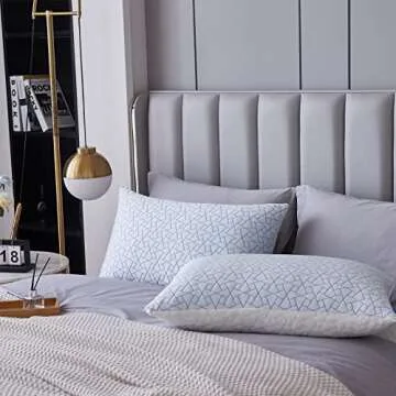 Cooling Pillow for Hot Sleepers - Queen Size Adjustable Shredded Memory Foam Gel