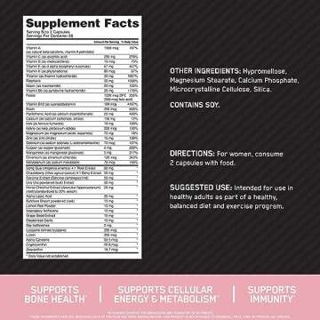 Optimum Nutrition Opti-Women, Vitamin C, Zinc and Vitamin D for Immune Support Womens Daily Multivitamin Supplement with Iron, Capsules, 120 Count