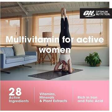 Optimum Nutrition Opti-Women, Vitamin C, Zinc and Vitamin D for Immune Support Womens Daily Multivitamin Supplement with Iron, Capsules, 120 Count