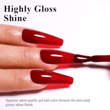 Imtiti Red Gel Nail Polish, 15ML Cherry Dark Red Gel Polish Christmas Red Gel Nail Polish Soak Off LED UV Nail Autumn Winter Gel Polish DIY Nail Art Starter Manicure Salon Gel Nail Kit