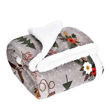 Catalonia Sherpa Throw Blanket, Super Soft Fleece Plush Sofa Couch Blanket, TV Bed Blanket, Comfy Cozy Fluffy Warm, Christmas Theme Throws, Blanket(50x60 inch, Tribe)