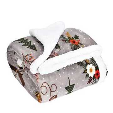 Catalonia Sherpa Throw Blanket, Super Soft Fleece Plush Sofa Couch Blanket, TV Bed Blanket, Comfy Cozy Fluffy Warm, Christmas Theme Throws, Blanket(50x60 inch, Tribe)