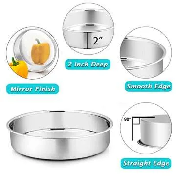 Stainless Steel Cake Pan Set - Safe & Easy to Clean