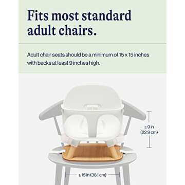 Lalo The Booster Seat for Babies & Toddlers, Children's Booster Seat, Easy to Clean Five-Point Safety Harness & Durable Non-Toxic Plastic Seat & Belly Bar - Coconut