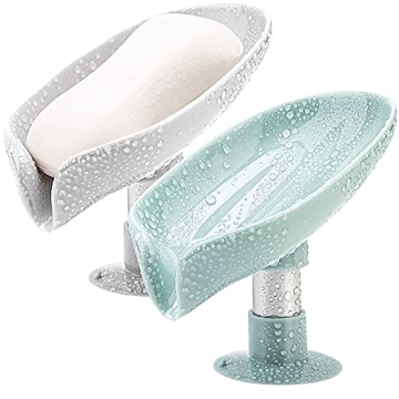 LBshmao-D 2 Pack Soap Holder - Self Draining Leaf-Shape Soap Dish Holder