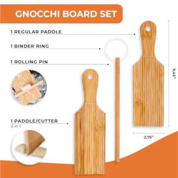 KneadEat Gnocchi Board Set. Natural Bamboo Wooden Set for Handmaking Italian Gnocchi Pasta. Perfect ...