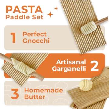 KneadEat Gnocchi Board Set. Natural Bamboo Wooden Set for Handmaking Italian Gnocchi Pasta. Perfect Ridges that Form the Grooves. Garganelli, Cavarola, Cavatelli, Tortellini. Easy to Use and Clean.