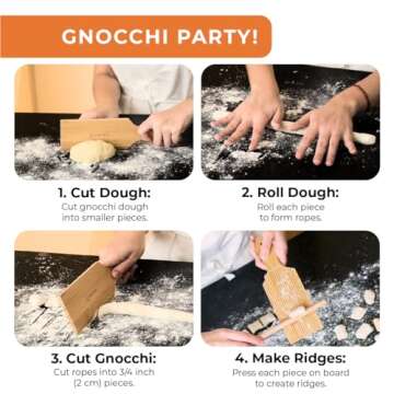 KneadEat Gnocchi Board Set. Natural Bamboo Wooden Set for Handmaking Italian Gnocchi Pasta. Perfect Ridges that Form the Grooves. Garganelli, Cavarola, Cavatelli, Tortellini. Easy to Use and Clean.