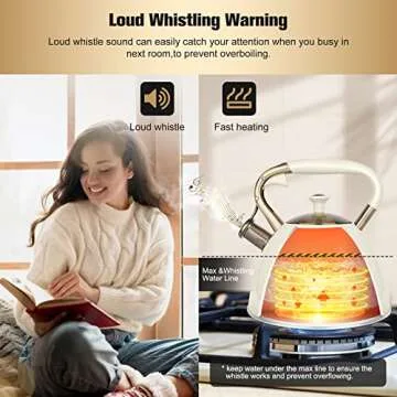 Tea Kettle Stove Top 3.17Quart Modern Whistling Tea Kettle-Surgical 5 Layer Stainless Steel Teakettle Teapot with Cool Touch Ergonomic Handle Teapot - Pot For Stove Top