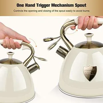 Tea Kettle Stove Top 3.17Quart Modern Whistling Tea Kettle-Surgical 5 Layer Stainless Steel Teakettle Teapot with Cool Touch Ergonomic Handle Teapot - Pot For Stove Top