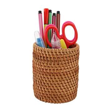 Okllen Rattan Pencil Holder - Stylish & Functional Organizer