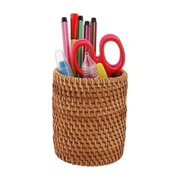 Okllen Rattan Pencil Holder - Stylish & Functional Organizer