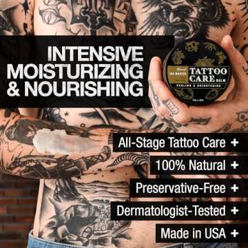 Ebanel Tattoo Aftercare Balm, All Natural Preservative-Free Healing Cream, Tattoo Cream Aftercare Co...