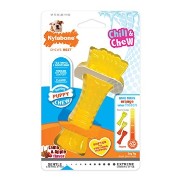Nylabone Puppy Chew Freezer Toy - Ideal Teething Aid for Small Dogs | Lamb & Apple Flavor, Durable P...
