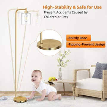 Stunning Industrial Floor Lamp with Glass Shade and Edison Bulb