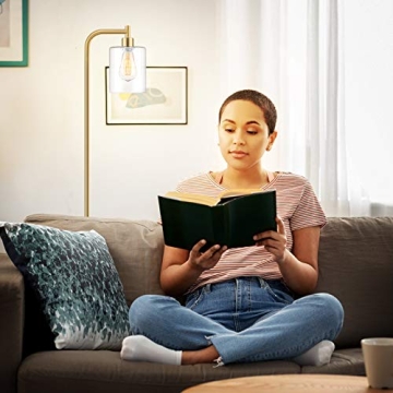 Stunning Industrial Floor Lamp with Glass Shade and Edison Bulb