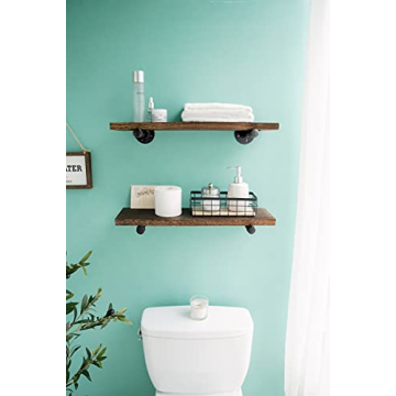 Mkono Rustic Pipe Floating Shelves Set - Stylish & Sturdy