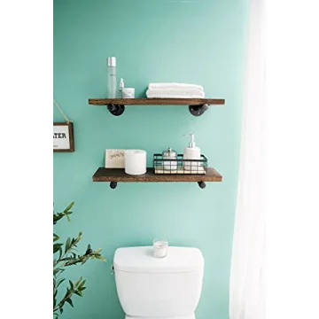 Mkono Rustic Pipe Floating Shelves Set - Stylish & Sturdy