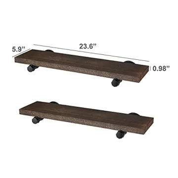 Mkono Rustic Pipe Floating Shelves Set - Stylish & Sturdy