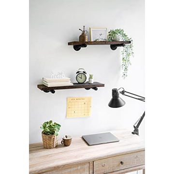 Mkono Rustic Pipe Floating Shelves Set - Stylish & Sturdy