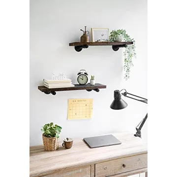 Mkono Rustic Pipe Floating Shelves Set - Stylish & Sturdy