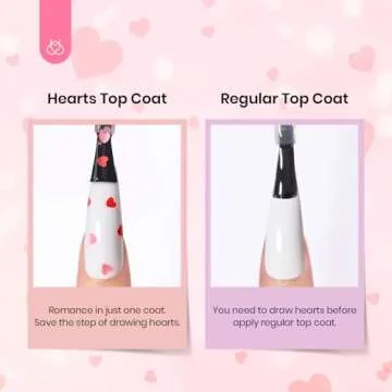 Beetles Gel Polish 15ML Clear Pink Color Gel Top Coat With Pink & Red Heart Shape Valentines Day Gift for Mom, Glass Polish Soak Off UV No Wipe Beetles Romantic Heart Glitter Top Coat for Sparkle Nail