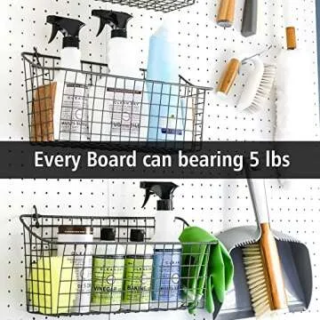 LANSI 4Pcs Peg Board, Pegboard Wall Organizer Panels, White Pegboard Wall Mount, ABS Pegboard for Craft Room Garage Kitchen Workshop, ABS Peg Boards Easy Installation (White)