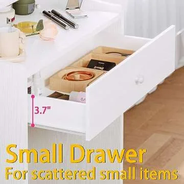 LIKIMIO Small Makeup Vanity Desk with Mirror and Lights