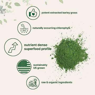 Organic Barley Grass Powder, 16 Ounces | US Grown | Rich in Vitamins, Minerals, Fibers, & Antioxidants | Superfood Greens Mix for Immune Health and Digestion Support | Non-GMO