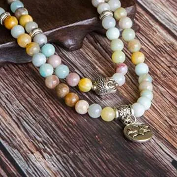 Bivei Mala Necklace Amazonite for Meditation and Gifts