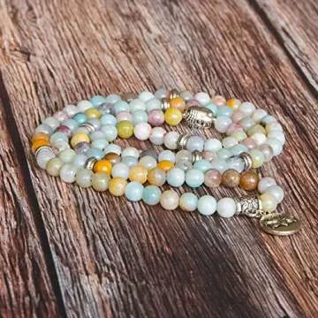 Bivei Mala Necklace Amazonite for Meditation and Gifts