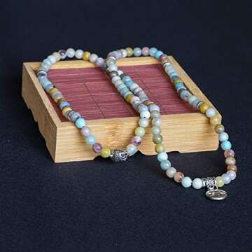 Bivei Mala Necklace Amazonite for Meditation and Gifts