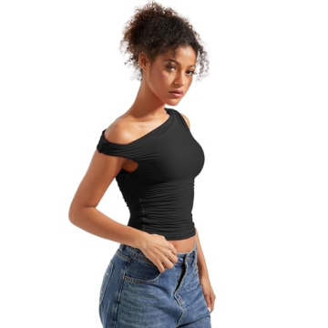 SUUKSESS Women Off Shoulder Tops Stylish Y2K Crop Top