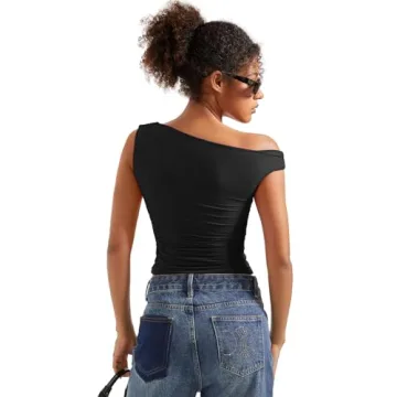 SUUKSESS Women Off Shoulder Tops Stylish Y2K Crop Top