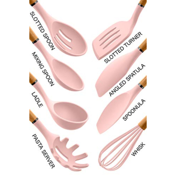 Country Kitchen Silicone Utensil Set - 8 Piece in Pink