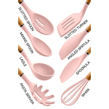Country Kitchen Silicone Utensil Set - 8 Piece in Pink
