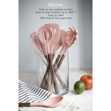 Country Kitchen Silicone Utensil Set - 8 Piece in Pink