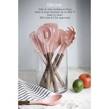 Country Kitchen Silicone Utensil Set - 8 Piece in Pink