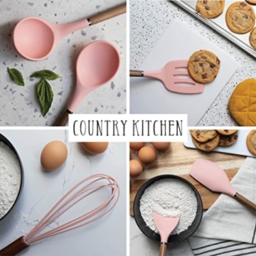 Country Kitchen Silicone Utensil Set - 8 Piece in Pink