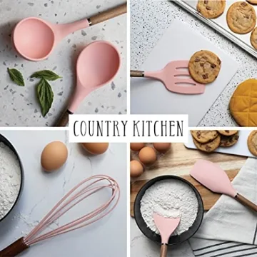 Country Kitchen Silicone Utensil Set - 8 Piece in Pink