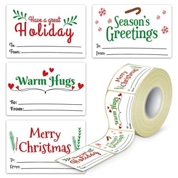 Christmas Gift Tags Sticker Christmas - 80 Pieces White Christmas Tags Stickers for Gifts Easy to Wr...