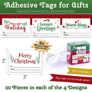 80 Self-Adhesive Christmas Gift Tags for Easy Wrapping