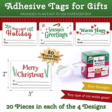 80 Self-Adhesive Christmas Gift Tags for Easy Wrapping