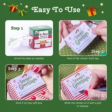 80 Self-Adhesive Christmas Gift Tags for Easy Wrapping