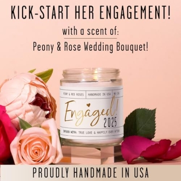 Engagement Gift Candle - 'Engaged 2025' with Peony & Rose