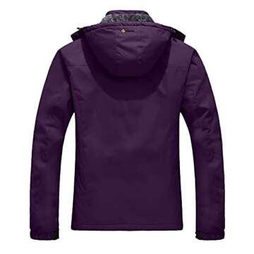 GEMYSE Women's Mountain Waterproof Ski Snow Jacket Warm Winter Windproof Raincoat with Detachable Hood(Purple-6,Medium)