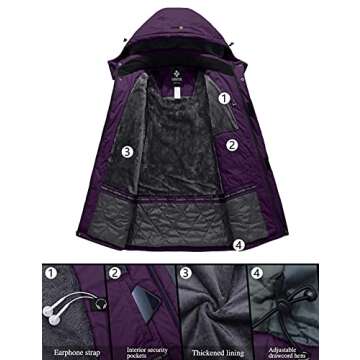 GEMYSE Women's Mountain Waterproof Ski Snow Jacket Warm Winter Windproof Raincoat with Detachable Hood(Purple-6,Medium)