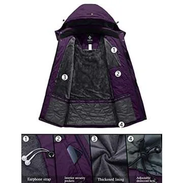 GEMYSE Women's Mountain Waterproof Ski Snow Jacket Warm Winter Windproof Raincoat with Detachable Hood(Purple-6,Medium)